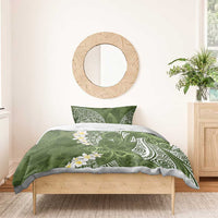 Green Polynesian Tribal Frangipani Tropical Vibe Bedding Set LT14 - Polynesian Pride