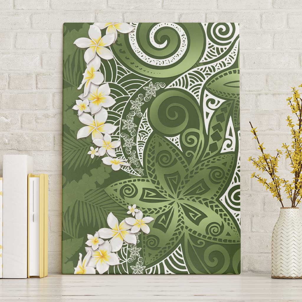Green Polynesian Tribal Frangipani Tropical Vibe Canvas Wall Art LT14 Without Frame Green - Polynesian Pride