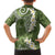 Green Polynesian Tribal Frangipani Tropical Vibe Family Matching Long Sleeve Bodycon Dress and Hawaiian Shirt