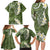 Green Polynesian Tribal Frangipani Tropical Vibe Family Matching Long Sleeve Bodycon Dress and Hawaiian Shirt