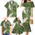 Green Polynesian Tribal Frangipani Tropical Vibe Family Matching Mermaid Dress and Hawaiian Shirt