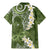 Green Polynesian Tribal Frangipani Tropical Vibe Family Matching Mermaid Dress and Hawaiian Shirt