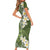 Green Polynesian Tribal Frangipani Tropical Vibe Family Matching Short Sleeve Bodycon Dress and Hawaiian Shirt