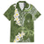 Green Polynesian Tribal Frangipani Tropical Vibe Family Matching Summer Maxi Dress and Hawaiian Shirt