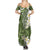 Green Polynesian Tribal Frangipani Tropical Vibe Family Matching Summer Maxi Dress and Hawaiian Shirt