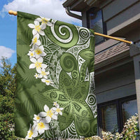 Green Polynesian Tribal Frangipani Tropical Vibe Garden Flag LT14 - Polynesian Pride