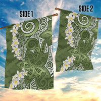 Green Polynesian Tribal Frangipani Tropical Vibe Garden Flag LT14 - Polynesian Pride