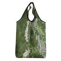 Green Polynesian Tribal Frangipani Tropical Vibe Grocery Bag LT14 - Polynesian Pride