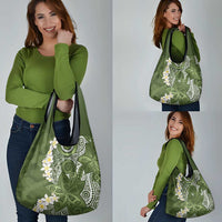Green Polynesian Tribal Frangipani Tropical Vibe Grocery Bag LT14 - Polynesian Pride