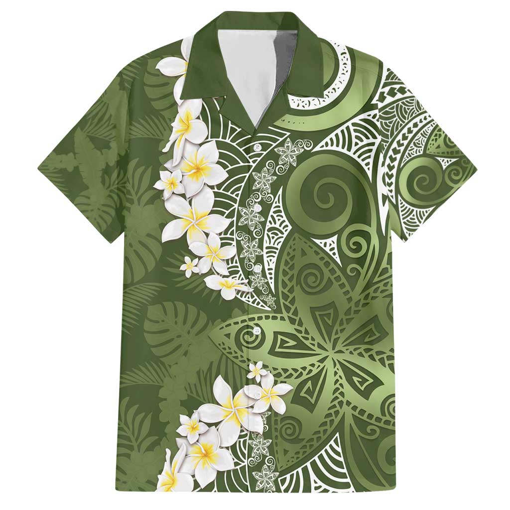 Green Polynesian Tribal Frangipani Tropical Vibe Hawaiian Shirt LT14 Green - Polynesian Pride