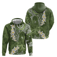 Green Polynesian Tribal Frangipani Tropical Vibe Hoodie LT14 - Polynesian Pride