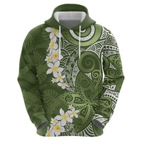 Green Polynesian Tribal Frangipani Tropical Vibe Hoodie LT14 - Polynesian Pride