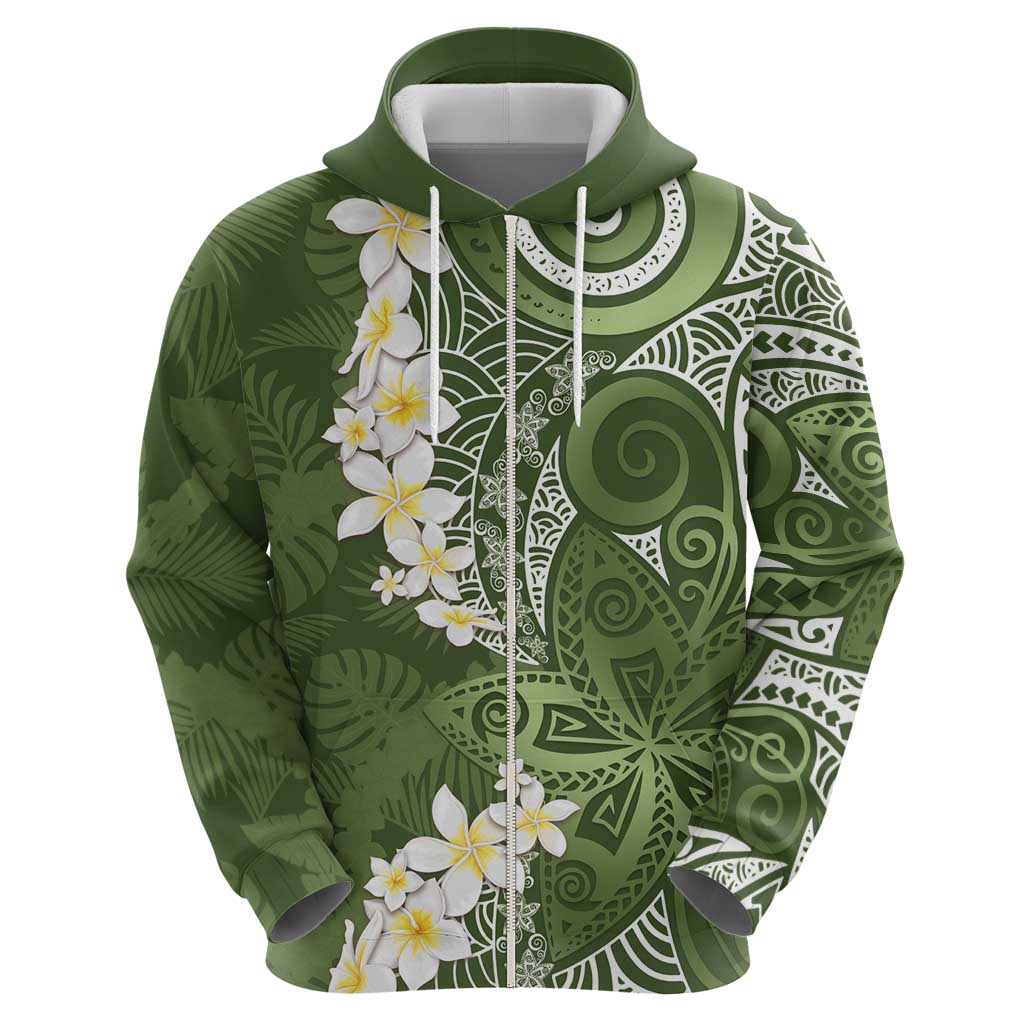 Green Polynesian Tribal Frangipani Tropical Vibe Hoodie LT14 - Polynesian Pride