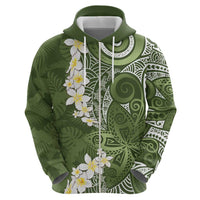 Green Polynesian Tribal Frangipani Tropical Vibe Hoodie LT14 - Polynesian Pride
