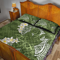 Green Polynesian Tribal Frangipani Tropical Vibe Quilt Bed Set LT14 - Polynesian Pride