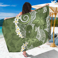 Green Polynesian Tribal Frangipani Tropical Vibe Sarong LT14 One Size 44 x 66 inches Green - Polynesian Pride