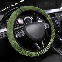 Green Polynesian Tribal Frangipani Tropical Vibe Steering Wheel Cover LT14 Universal Fit Green - Polynesian Pride