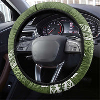 Green Polynesian Tribal Frangipani Tropical Vibe Steering Wheel Cover LT14 - Polynesian Pride