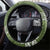 Green Polynesian Tribal Frangipani Tropical Vibe Steering Wheel Cover