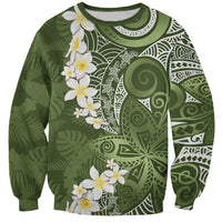 Green Polynesian Tribal Frangipani Tropical Vibe Sweatshirt LT14 Unisex Green - Polynesian Pride