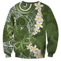 Green Polynesian Tribal Frangipani Tropical Vibe Sweatshirt LT14 - Polynesian Pride
