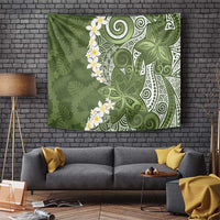 Green Polynesian Tribal Frangipani Tropical Vibe Tapestry LT14 Green - Polynesian Pride