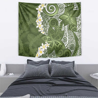 Green Polynesian Tribal Frangipani Tropical Vibe Tapestry LT14 - Polynesian Pride