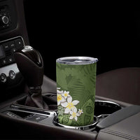 Green Polynesian Tribal Frangipani Tropical Vibe Tumbler Cup LT14 - Polynesian Pride
