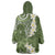 Green Polynesian Tribal Frangipani Tropical Vibe Wearable Blanket Hoodie