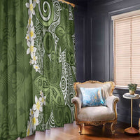 Green Polynesian Tribal Frangipani Tropical Vibe Window Curtain LT14 - Polynesian Pride