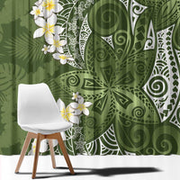 Green Polynesian Tribal Frangipani Tropical Vibe Window Curtain LT14 - Polynesian Pride