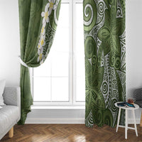 Green Polynesian Tribal Frangipani Tropical Vibe Window Curtain LT14 - Polynesian Pride