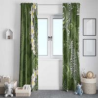 Green Polynesian Tribal Frangipani Tropical Vibe Window Curtain LT14 - Polynesian Pride