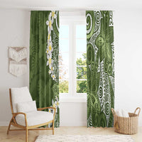 Green Polynesian Tribal Frangipani Tropical Vibe Window Curtain LT14 - Polynesian Pride
