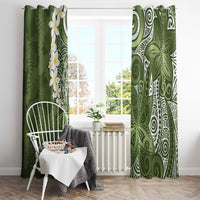 Green Polynesian Tribal Frangipani Tropical Vibe Window Curtain LT14 - Polynesian Pride
