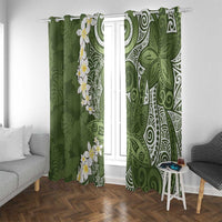Green Polynesian Tribal Frangipani Tropical Vibe Window Curtain LT14 With Grommets Green - Polynesian Pride