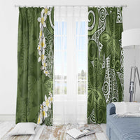 Green Polynesian Tribal Frangipani Tropical Vibe Window Curtain LT14 - Polynesian Pride