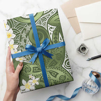 Green Polynesian Tribal Frangipani Tropical Vibe Wrapping Paper LT14 - Polynesian Pride