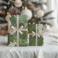 Green Polynesian Tribal Frangipani Tropical Vibe Wrapping Paper LT14 - Polynesian Pride
