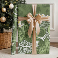 Green Polynesian Tribal Frangipani Tropical Vibe Wrapping Paper LT14 - Polynesian Pride