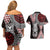 Red Aotearoa Niho Taniwha Couples Matching Off Shoulder Short Dress and Hawaiian Shirt Maori Mythology Tooth - Taniko Motifs