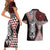 Red Aotearoa Niho Taniwha Couples Matching Short Sleeve Bodycon Dress and Hawaiian Shirt Maori Mythology Tooth - Taniko Motifs