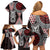 Red Aotearoa Niho Taniwha Family Matching Off Shoulder Short Dress and Hawaiian Shirt Maori Mythology Tooth - Taniko Motifs