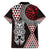 Red Aotearoa Niho Taniwha Family Matching Off Shoulder Short Dress and Hawaiian Shirt Maori Mythology Tooth - Taniko Motifs