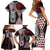 Red Aotearoa Niho Taniwha Family Matching Short Sleeve Bodycon Dress and Hawaiian Shirt Maori Mythology Tooth - Taniko Motifs