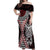 Red Aotearoa Niho Taniwha Off Shoulder Maxi Dress Maori Mythology Tooth - Taniko Motifs