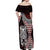 Red Aotearoa Niho Taniwha Off Shoulder Maxi Dress Maori Mythology Tooth - Taniko Motifs