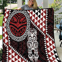 Red Aotearoa Niho Taniwha Quilt Maori Mythology Tooth - Taniko Motifs LT14 Red - Polynesian Pride