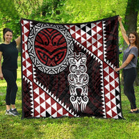 Red Aotearoa Niho Taniwha Quilt Maori Mythology Tooth - Taniko Motifs LT14 - Polynesian Pride