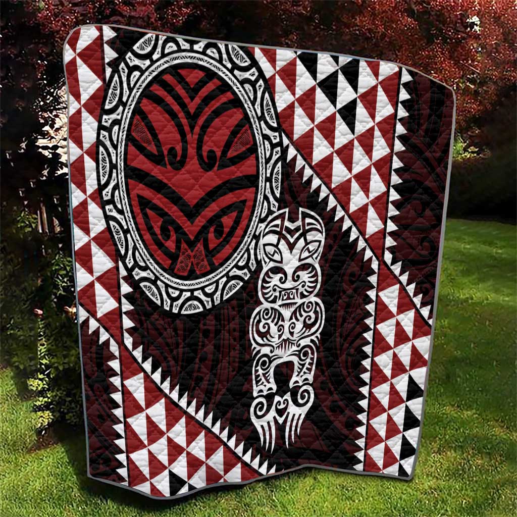 Red Aotearoa Niho Taniwha Quilt Maori Mythology Tooth - Taniko Motifs LT14 - Polynesian Pride
